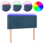 vidaXL Tăblie de pat cu LED, albastru închis, 90x5x78/88 cm, catifea
