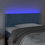 vidaXL Tăblie de pat cu LED, albastru închis, 90x5x78/88 cm, catifea