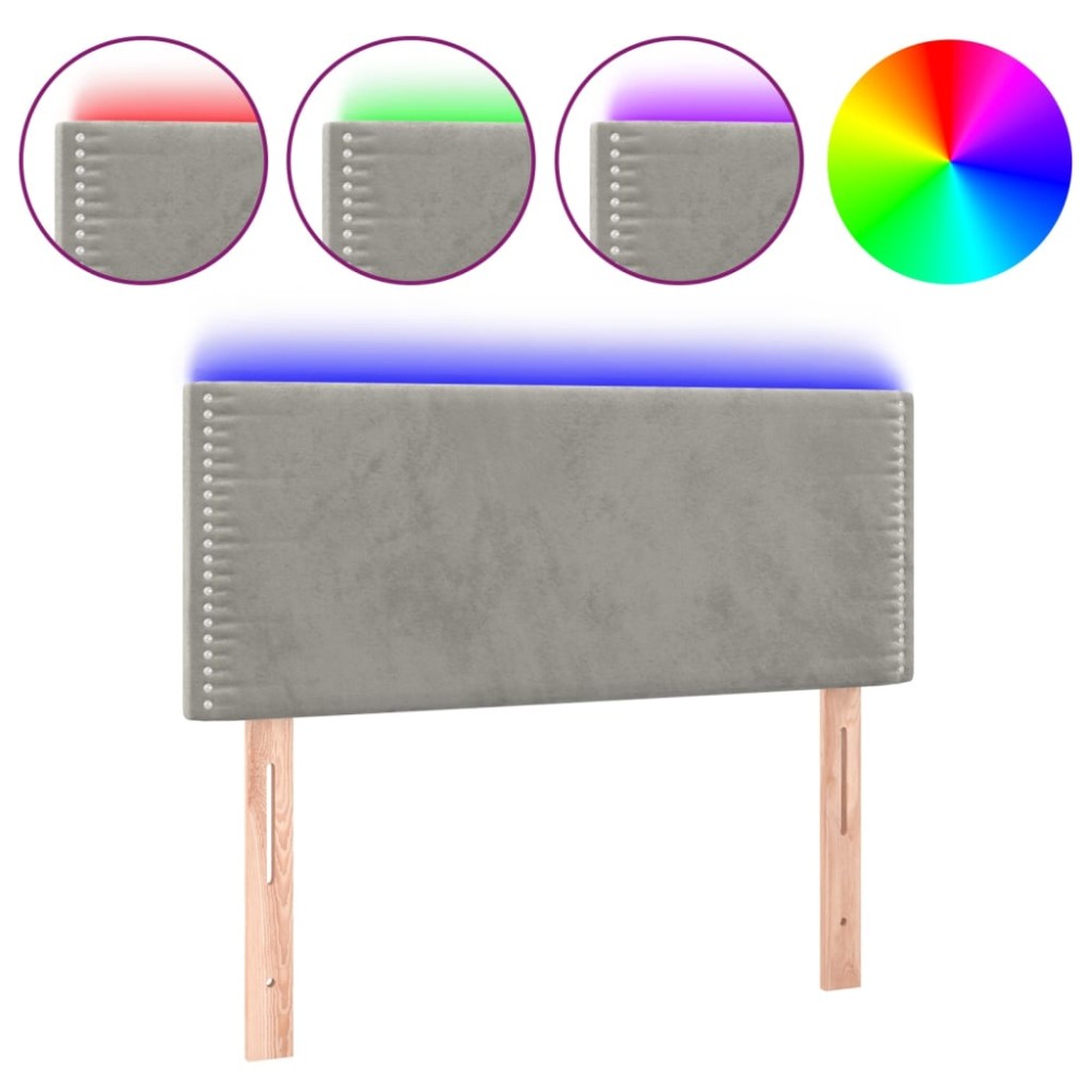 vidaXL Tăblie de pat cu LED, gri deschis, 100x5x78/88 cm, catifea