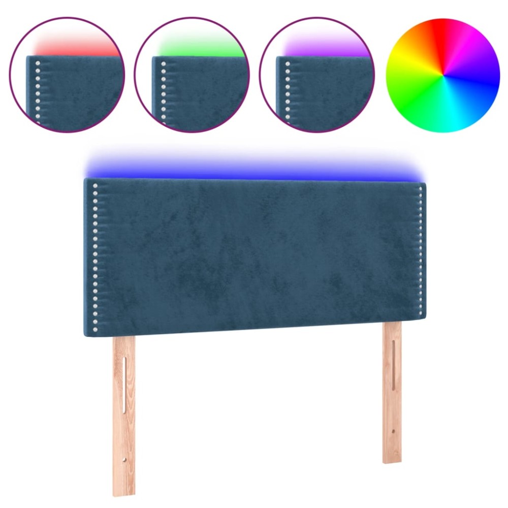 vidaXL Tăblie de pat cu LED, albastru închis, 100x5x78/88 cm, catifea