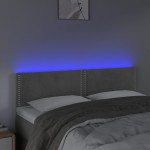 vidaXL Tăblie de pat cu LED, gri deschis, 144x5x78/88 cm, catifea
