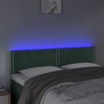 vidaXL Tăblie de pat cu LED, verde închis, 144x5x78/88 cm, catifea