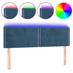 vidaXL Tăblie de pat cu LED, albastru închis, 144x5x78/88 cm, catifea