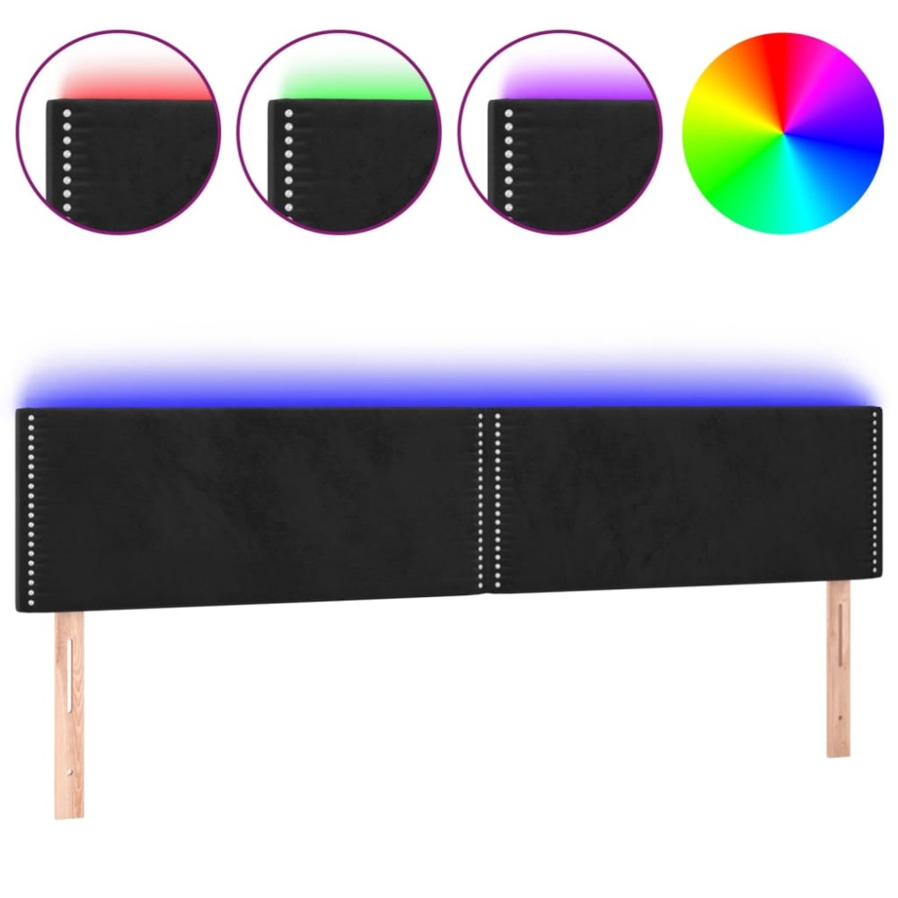 vidaXL Tăblie de pat cu LED, negru, 160x5x78/88 cm, catifea