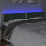 vidaXL Tăblie de pat cu LED, verde închis, 160x5x78/88 cm, catifea