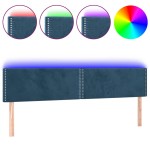 vidaXL Tăblie de pat cu LED, albastru închis, 180x5x78/88 cm, catifea