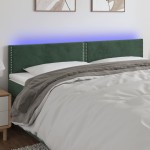 vidaXL Tăblie de pat cu LED, verde închis, 200x5x78/88 cm, catifea vidaXL Tăblie de pat cu LED, verde închis, 200x5x78/88 cm, catifea