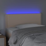 vidaXL Tăblie de pat cu LED, cappuccino, 80x5x78/88cm, piele ecologică