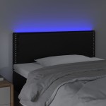 vidaXL Tăblie de pat cu LED, negru, 90x5x78/88 cm, piele ecologică