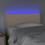 vidaXL Tăblie de pat cu LED, cappuccino, 90x5x78/88cm, piele ecologică
