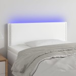 vidaXL Tăblie de pat cu LED, alb, 100x5x78/88 cm, piele ecologică vidaXL Tăblie de pat cu LED, alb, 100x5x78/88 cm, piele ecologică