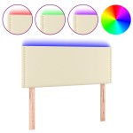 vidaXL Tăblie de pat cu LED, crem, 100x5x78/88 cm, piele ecologică