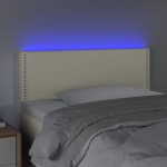 vidaXL Tăblie de pat cu LED, crem, 100x5x78/88 cm, piele ecologică