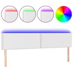 vidaXL Tăblie de pat cu LED, alb, 160x5x78/88 cm, piele ecologică vidaXL Tăblie de pat cu LED, alb, 160x5x78/88 cm, piele ecologică