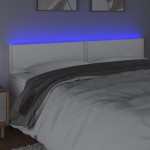 vidaXL Tăblie de pat cu LED, alb, 160x5x78/88 cm, piele ecologică vidaXL Tăblie de pat cu LED, alb, 160x5x78/88 cm, piele ecologică