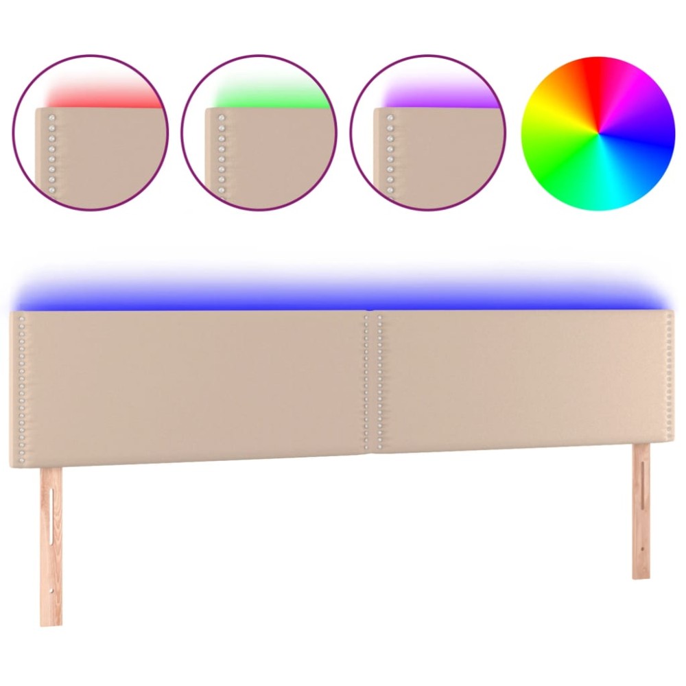vidaXL Tăblie de pat cu LED cappuccino 180x5x78/88cm piele ecologică