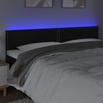 vidaXL Tăblie de pat cu LED, negru, 200x5x78/88 cm, piele ecologică vidaXL Tăblie de pat cu LED, negru, 200x5x78/88 cm, piele ecologică