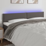 vidaXL Tăblie de pat cu LED, gri, 200x5x78/88 cm, piele ecologică vidaXL Tăblie de pat cu LED, gri, 200x5x78/88 cm, piele ecologică