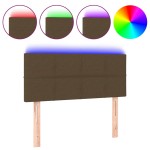 vidaXL Tăblie de pat cu LED, maro închis, 80x5x78/88 cm, textil vidaXL Tăblie de pat cu LED, maro închis, 80x5x78/88 cm, textil