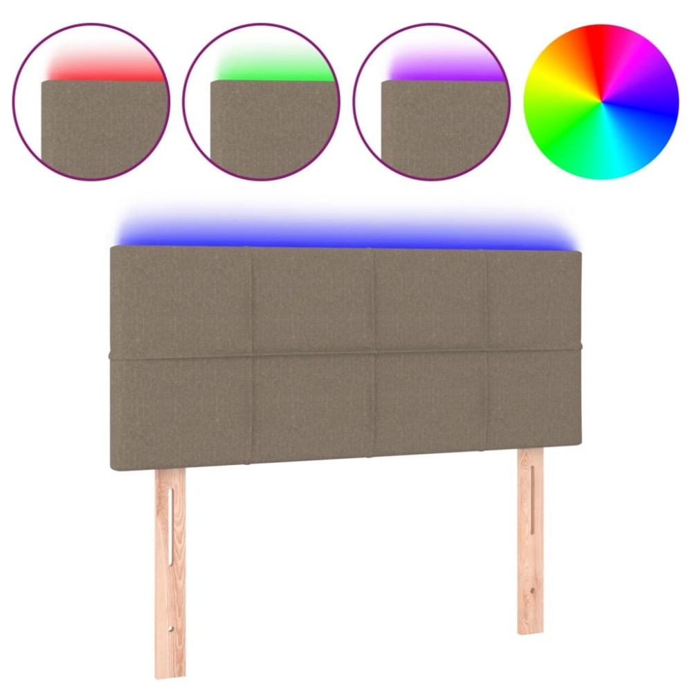 vidaXL Tăblie de pat cu LED, gri taupe, 80x5x78/88 cm, textil