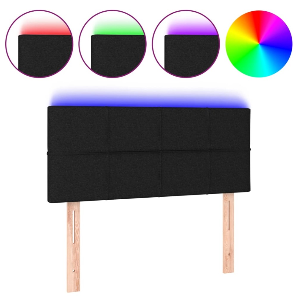 vidaXL Tăblie de pat cu LED, negru, 90x5x78/88 cm, textil
