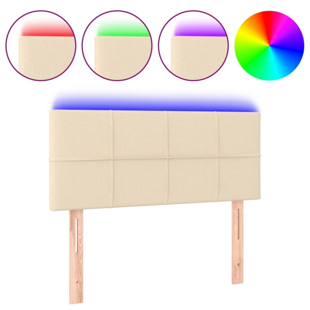 vidaXL Tăblie de pat cu LED, crem, 90x5x78/88 cm, textil