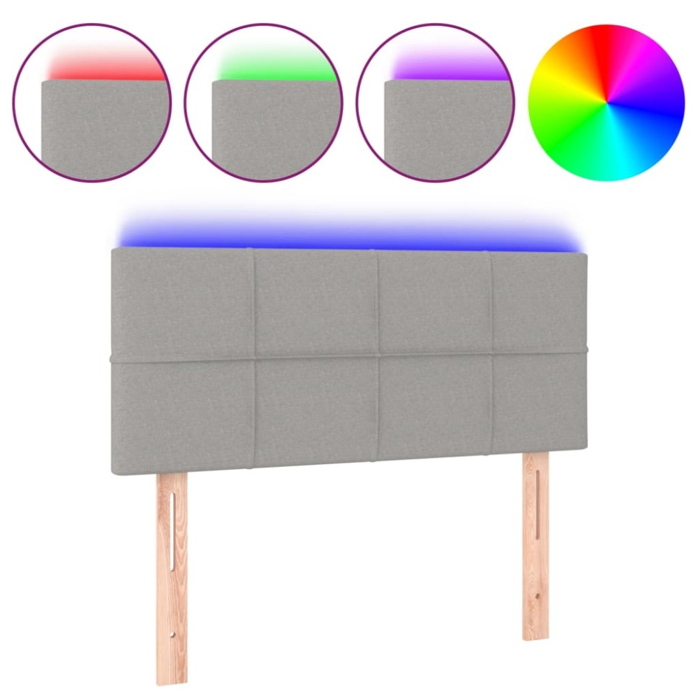 vidaXL Tăblie de pat cu LED, gri deschis, 100x5x78/88 cm, textil