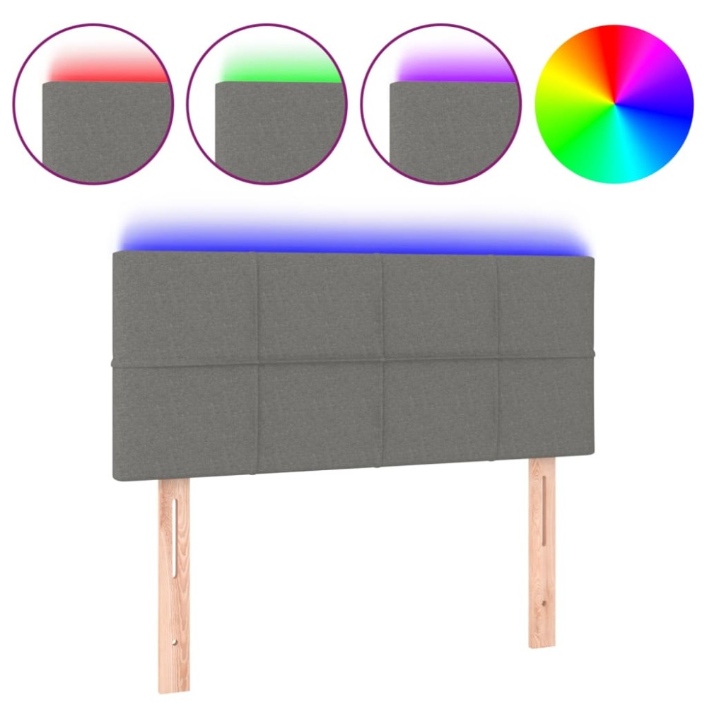vidaXL Tăblie de pat cu LED, gri închis, 100x5x78/88 cm, textil