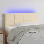 vidaXL Tăblie de pat cu LED, crem, 100x5x78/88 cm, textil vidaXL Tăblie de pat cu LED, crem, 100x5x78/88 cm, textil