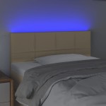 vidaXL Tăblie de pat cu LED, crem, 100x5x78/88 cm, textil vidaXL Tăblie de pat cu LED, crem, 100x5x78/88 cm, textil