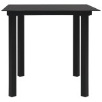 vidaXL Masă de grădină, negru, 80 x 80 x 74 cm, oțel și sticlă vidaXL Masă de grădină, negru, 80 x 80 x 74 cm, oțel și sticlă