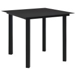 vidaXL Masă de grădină, negru, 80 x 80 x 74 cm, oțel și sticlă vidaXL Masă de grădină, negru, 80 x 80 x 74 cm, oțel și sticlă