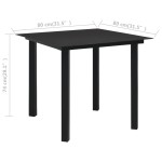 vidaXL Masă de grădină, negru, 80 x 80 x 74 cm, oțel și sticlă vidaXL Masă de grădină, negru, 80 x 80 x 74 cm, oțel și sticlă
