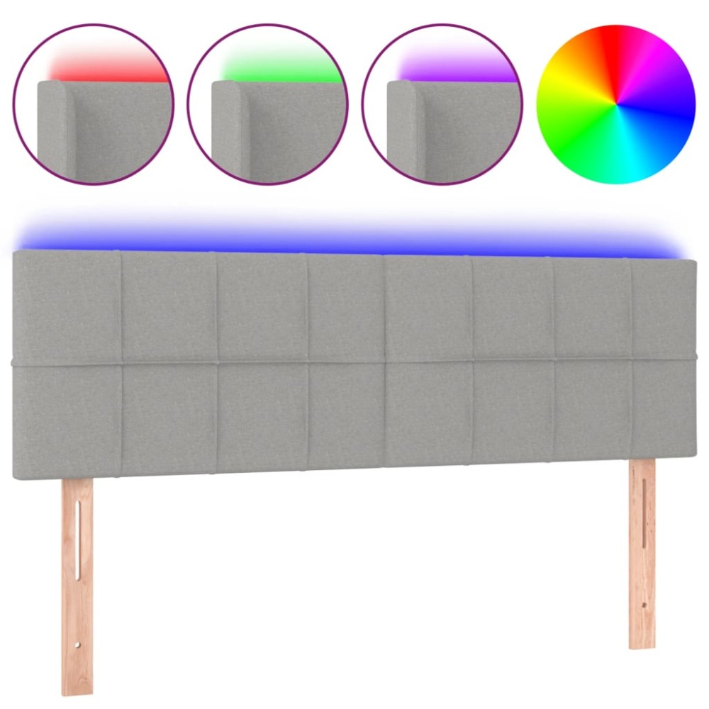 vidaXL Tăblie de pat cu LED, gri deschis, 144x5x78/88 cm, textil