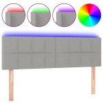 vidaXL Tăblie de pat cu LED, gri deschis, 144x5x78/88 cm, textil