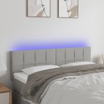 vidaXL Tăblie de pat cu LED, gri deschis, 144x5x78/88 cm, textil