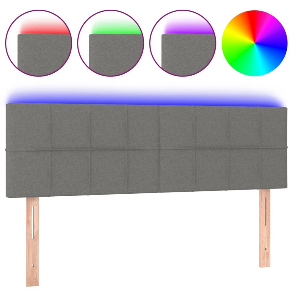 vidaXL Tăblie de pat cu LED, gri închis, 144x5x78/88 cm, textil