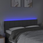 vidaXL Tăblie de pat cu LED, gri închis, 144x5x78/88 cm, textil