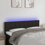 vidaXL Tăblie de pat cu LED, negru, 144x5x78/88 cm, textil vidaXL Tăblie de pat cu LED, negru, 144x5x78/88 cm, textil
