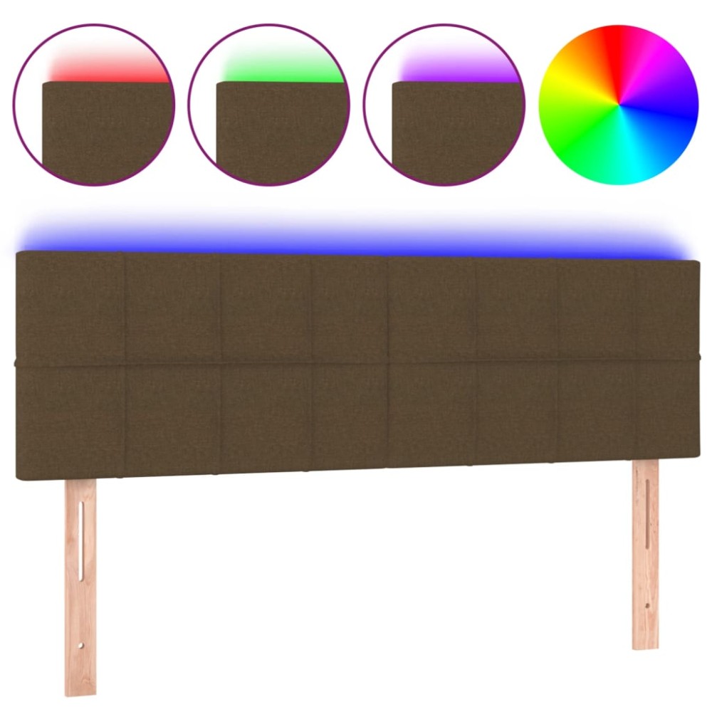 vidaXL Tăblie de pat cu LED, maro închis, 144x5x78/88 cm, textil