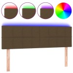vidaXL Tăblie de pat cu LED, maro închis, 144x5x78/88 cm, textil vidaXL Tăblie de pat cu LED, maro închis, 144x5x78/88 cm, textil