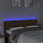 vidaXL Tăblie de pat cu LED, maro închis, 144x5x78/88 cm, textil vidaXL Tăblie de pat cu LED, maro închis, 144x5x78/88 cm, textil
