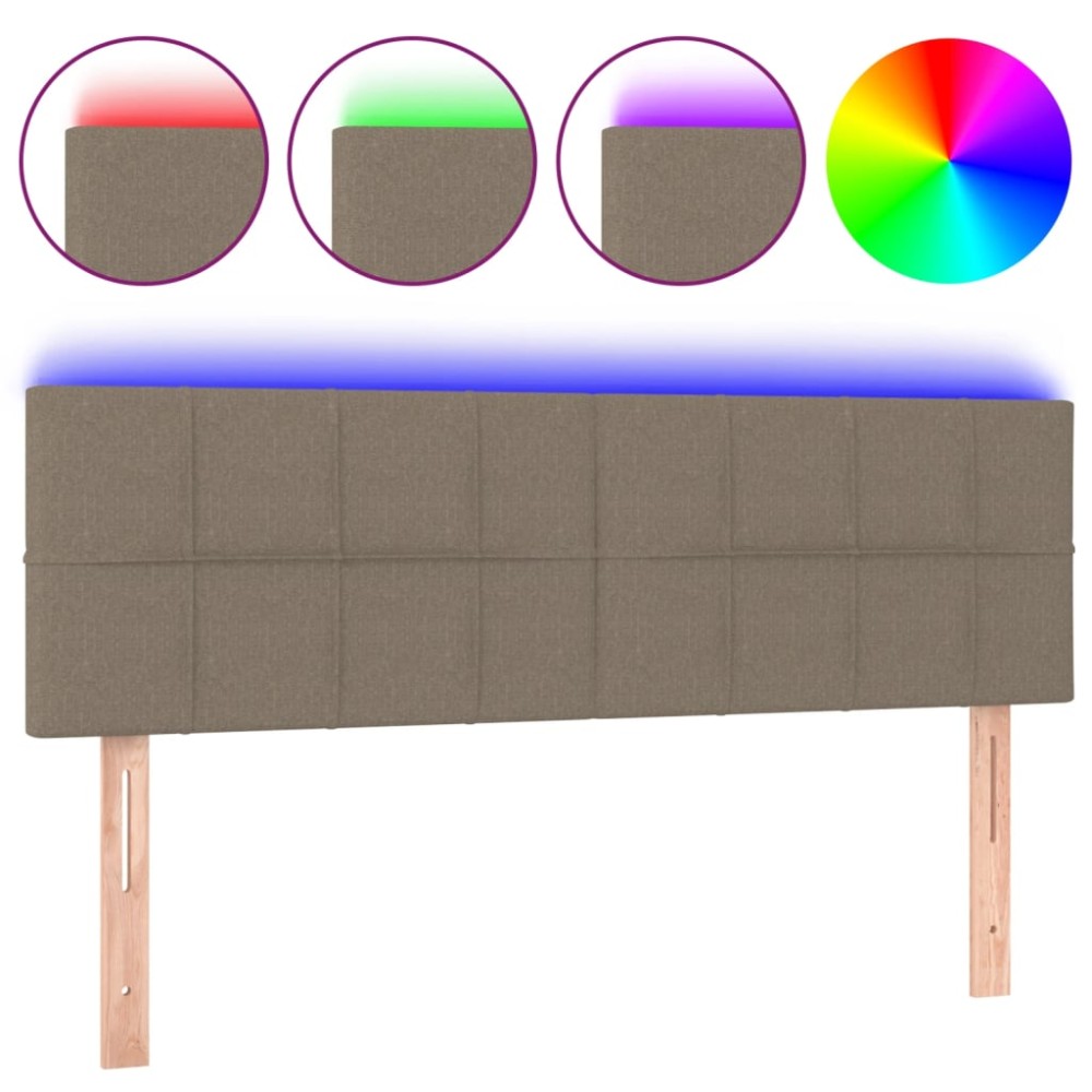 vidaXL Tăblie de pat cu LED, gri taupe, 144x5x78/88 cm, textil