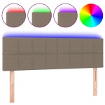 vidaXL Tăblie de pat cu LED, gri taupe, 144x5x78/88 cm, textil vidaXL Tăblie de pat cu LED, gri taupe, 144x5x78/88 cm, textil