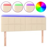 vidaXL Tăblie de pat cu LED, crem, 144x5x78/88 cm, textil
