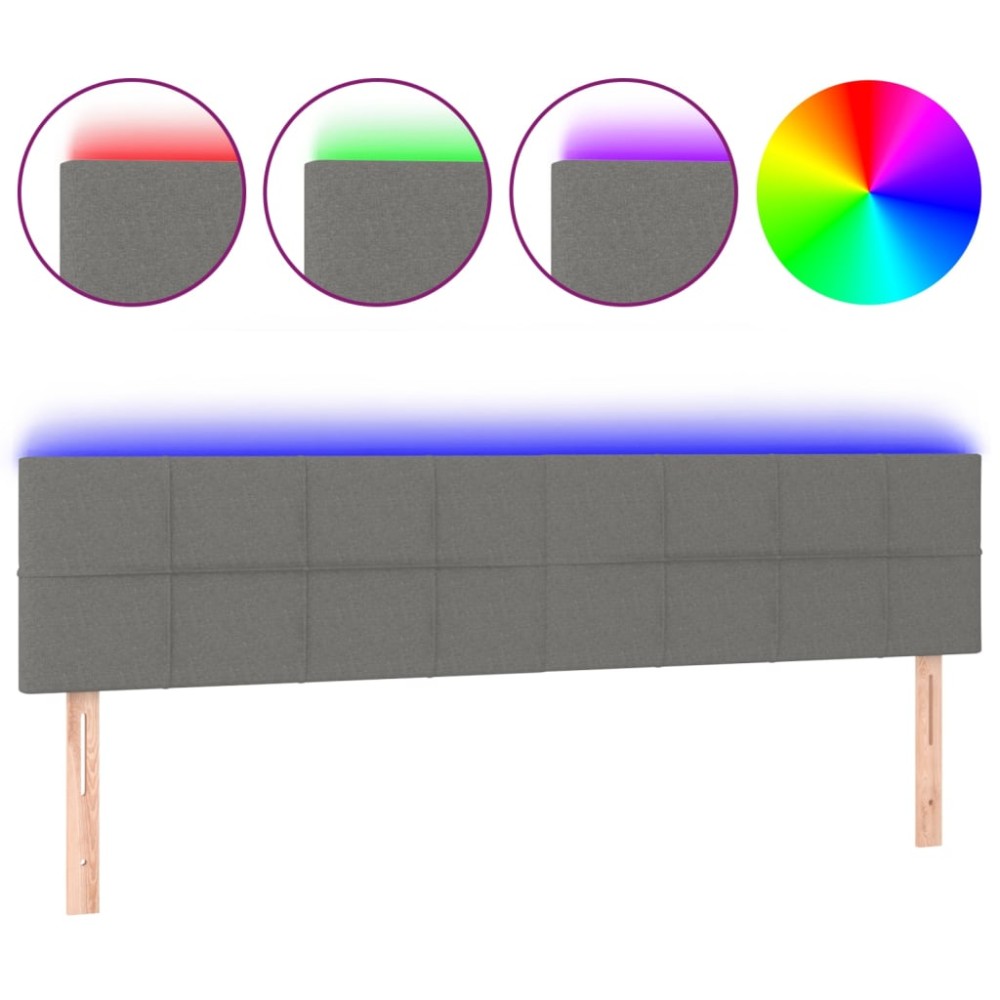 vidaXL Tăblie de pat cu LED, gri închis, 160x5x78/88 cm, textil