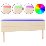 vidaXL Tăblie de pat cu LED, crem, 160x5x78/88 cm, textil vidaXL Tăblie de pat cu LED, crem, 160x5x78/88 cm, textil
