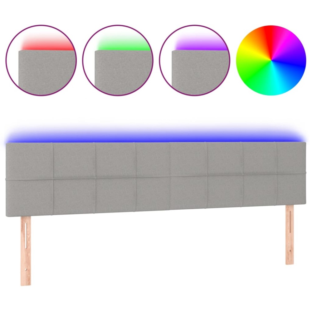 vidaXL Tăblie de pat cu LED, gri deschis, 180x5x78/88 cm, textil