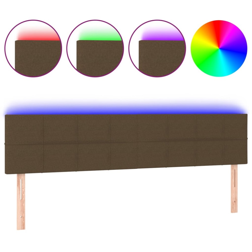 vidaXL Tăblie de pat cu LED, maro închis, 180x5x78/88 cm, textil