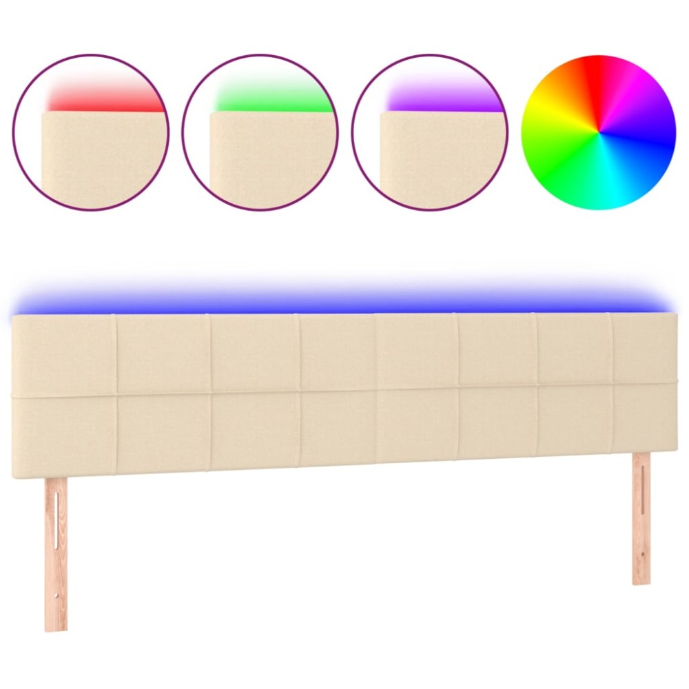 vidaXL Tăblie de pat cu LED, crem, 180x5x78/88 cm, textil
